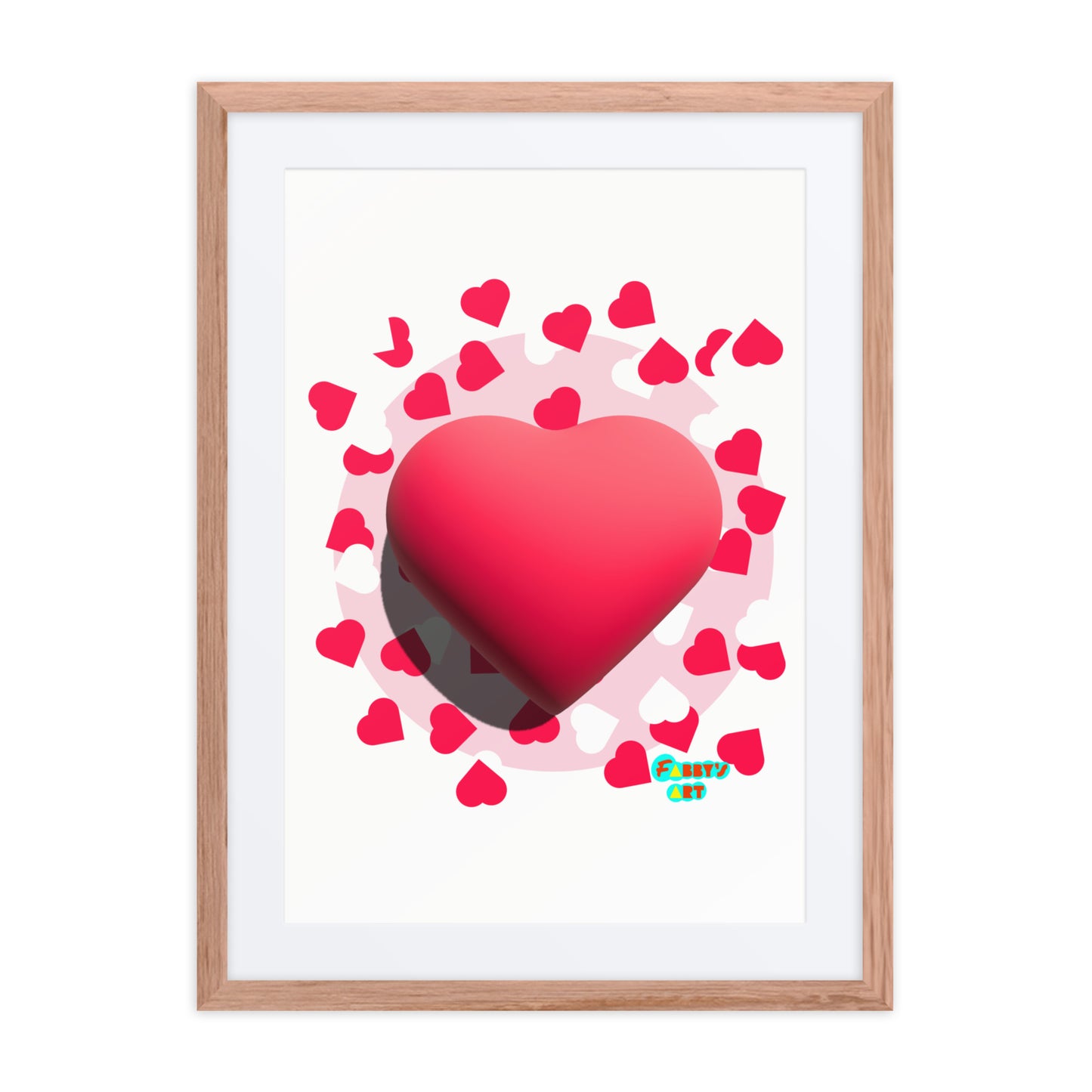 Valentines heart 3D, Framed poster with Mat