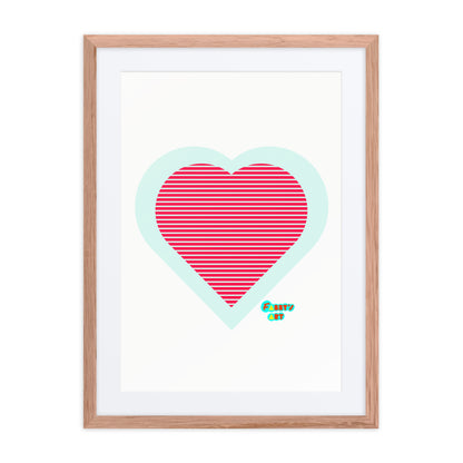 Red heart stripes, Framed poster with Mat