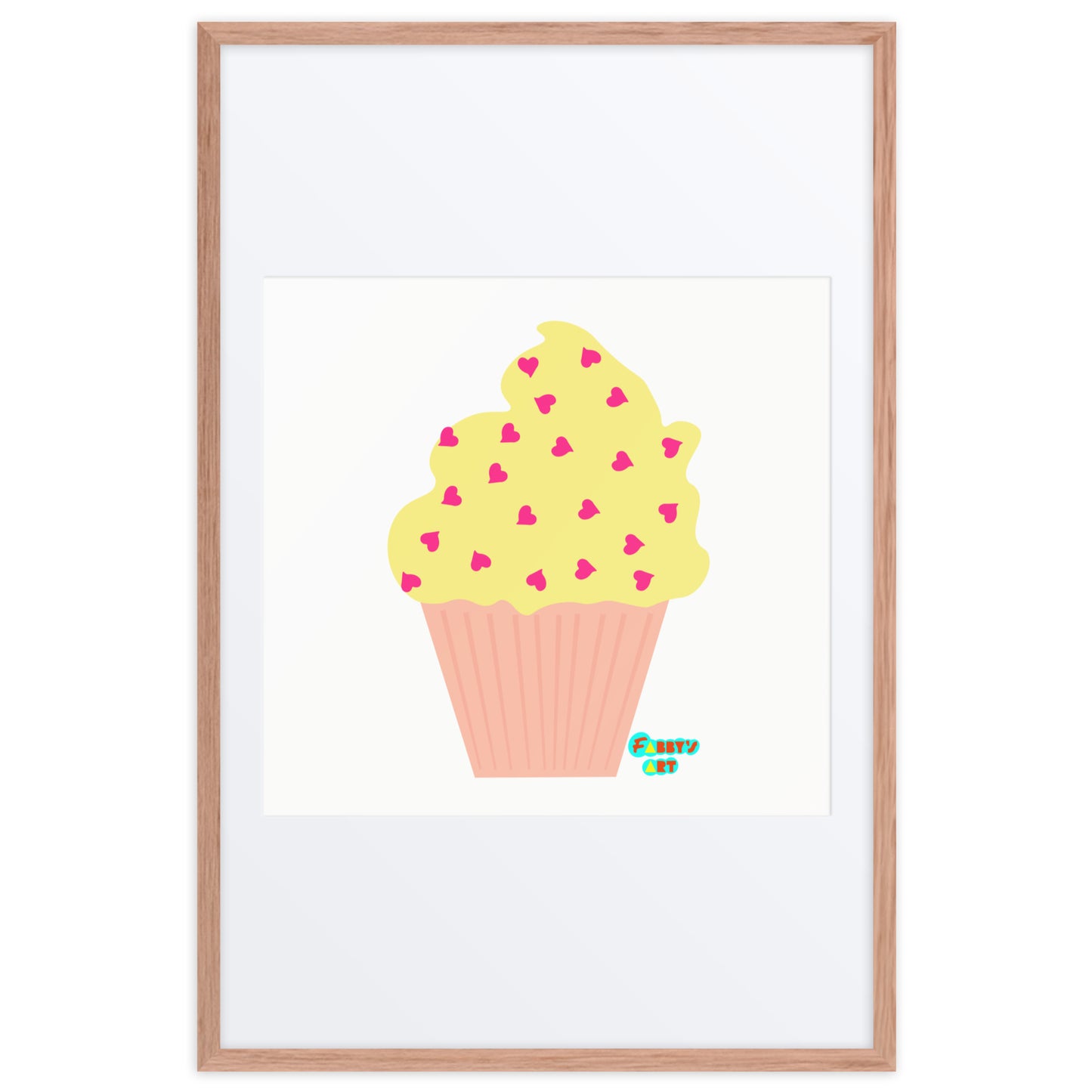 Yellow cupcake, Framed poster with Mat