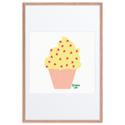 Yellow cupcake, Framed poster with Mat