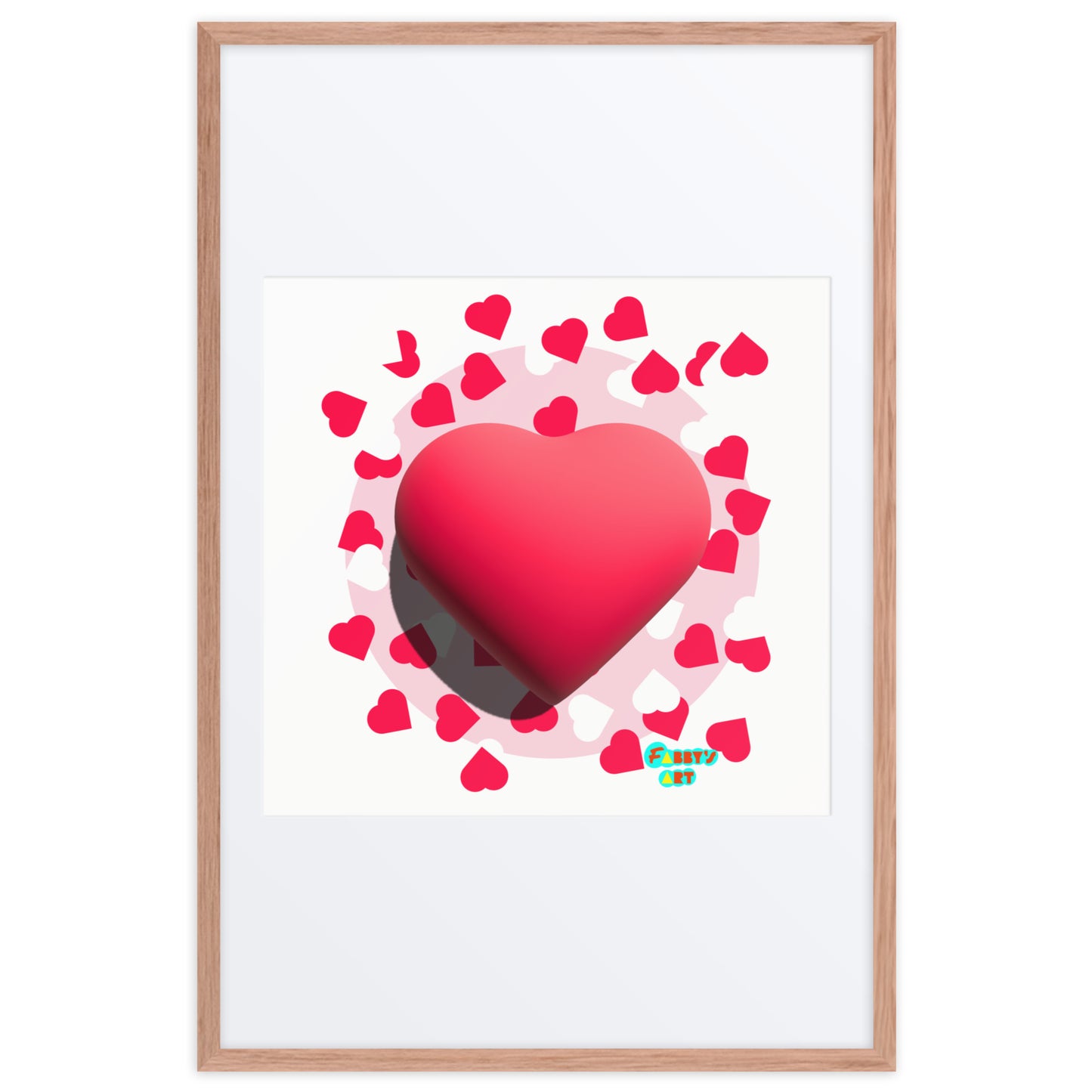 Valentines heart 3D, Framed poster with Mat