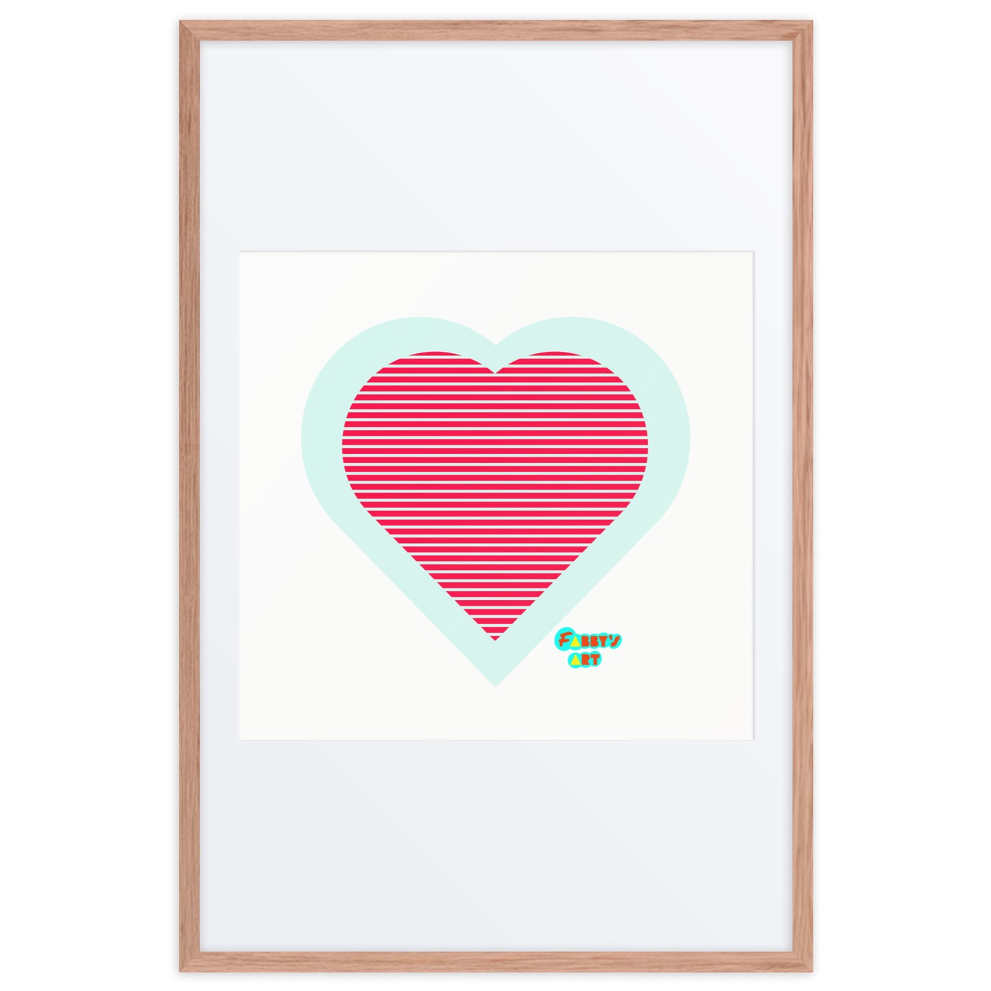 Red heart stripes, Framed poster with Mat