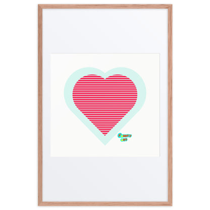 Red heart stripes, Framed poster with Mat