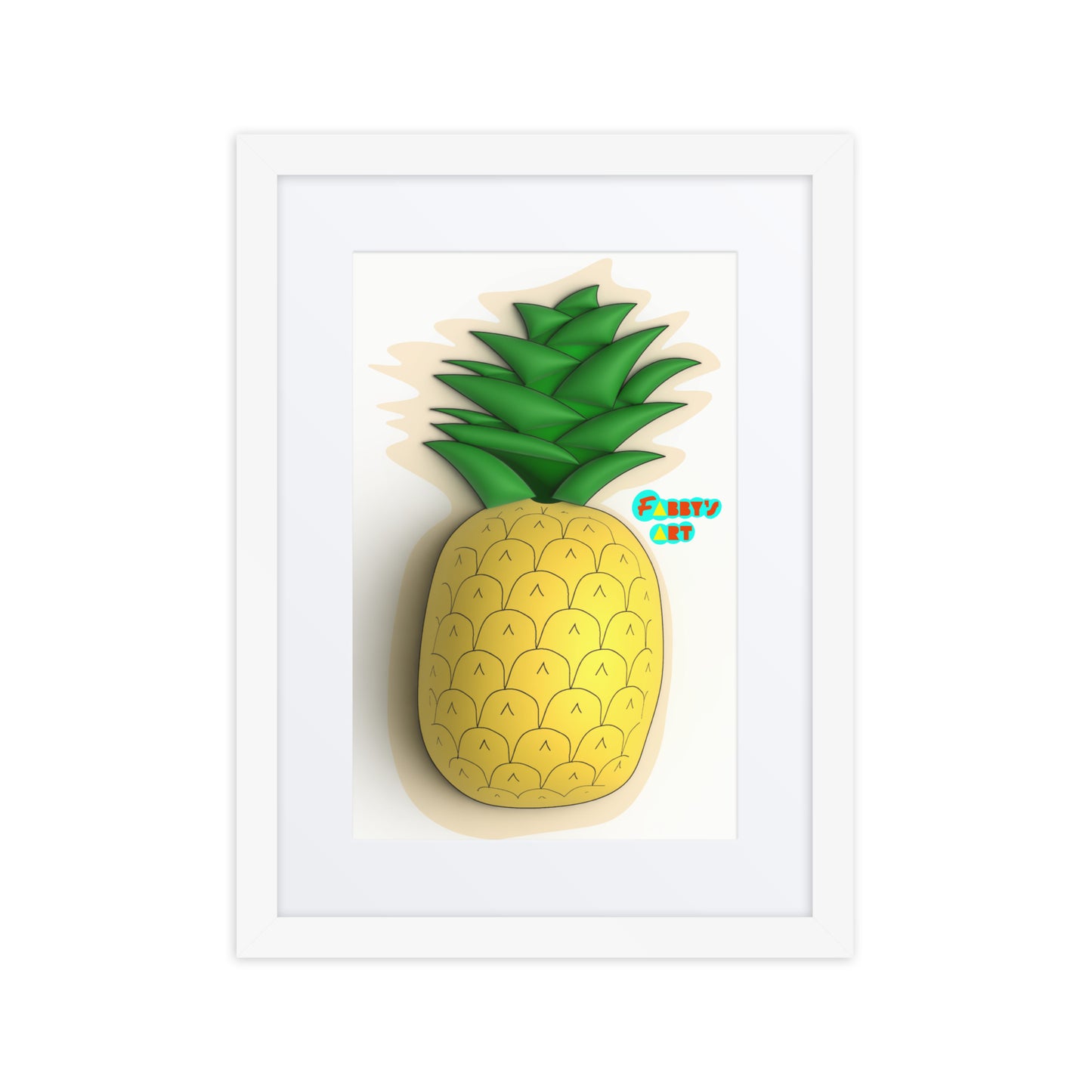 Pineapple 3D, Framed poster with Mat