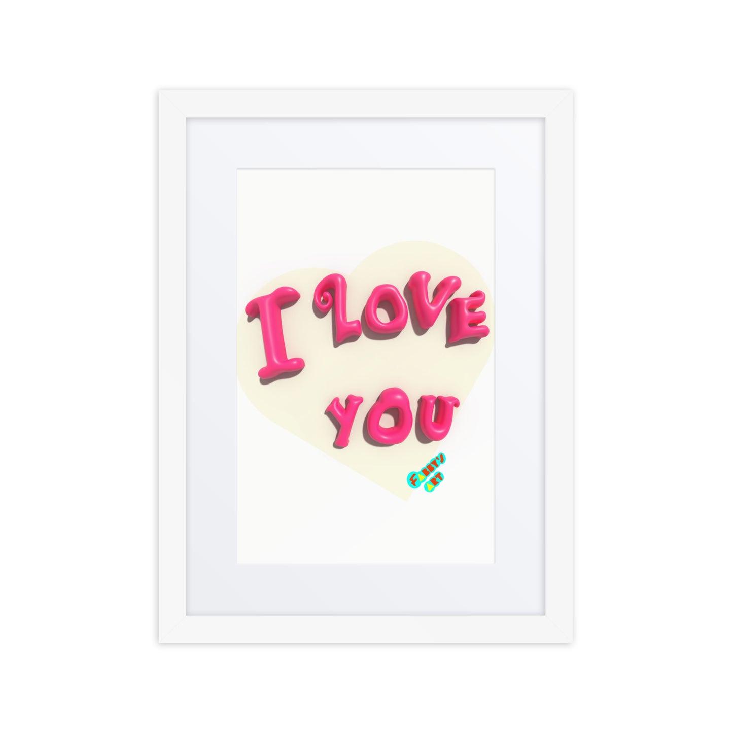 I love you heart, Framed poster with Mat