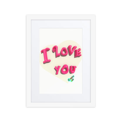 I love you heart, Framed poster with Mat