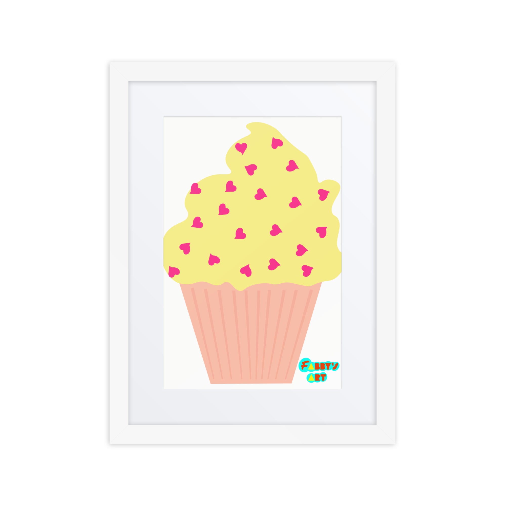 Yellow cupcake, Framed poster with Mat