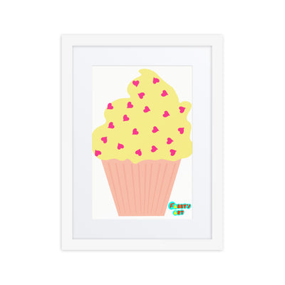 Yellow cupcake, Framed poster with Mat