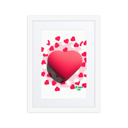 Valentines heart 3D, Framed poster with Mat