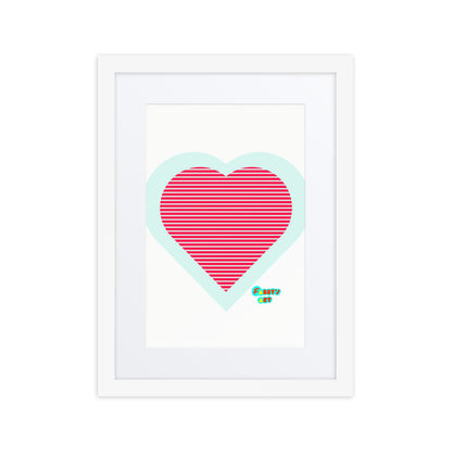 Red heart stripes, Framed poster with Mat