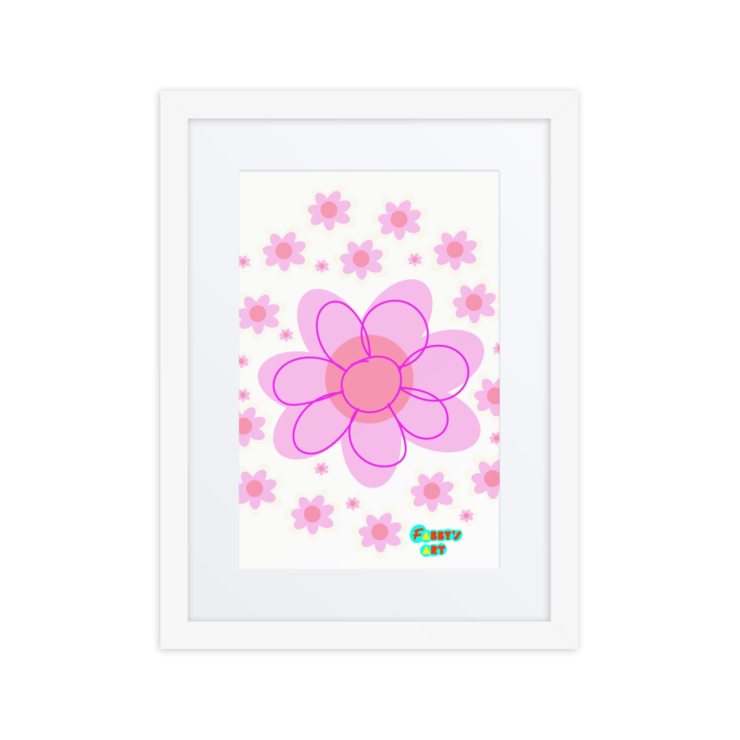 Pink Flower, Framed poster with Mat