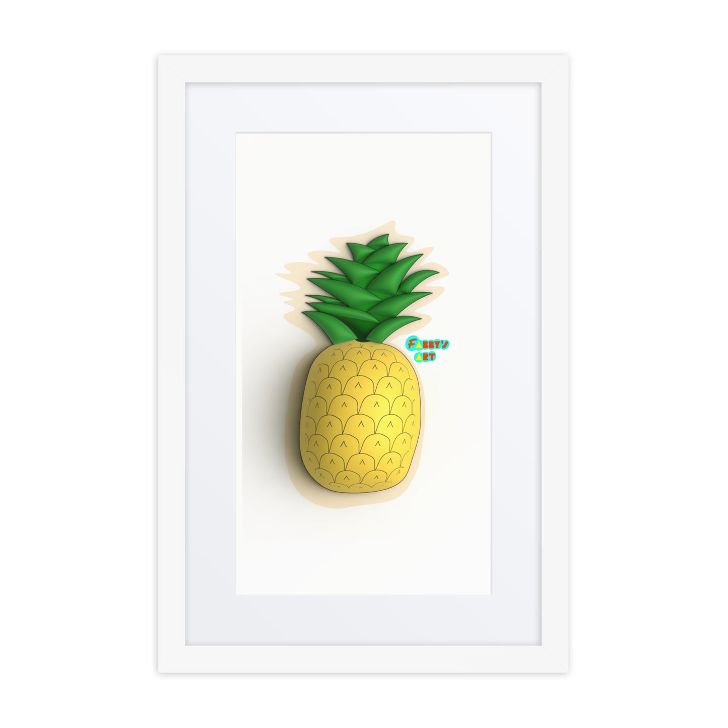 Pineapple 3D, Framed poster with Mat