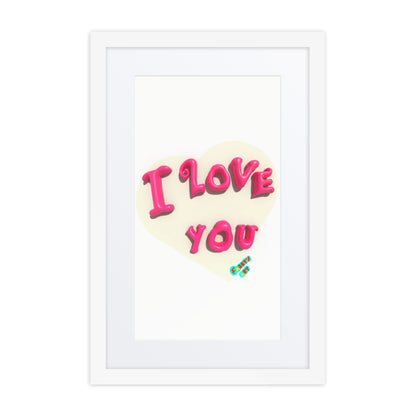 I love you heart, Framed poster with Mat