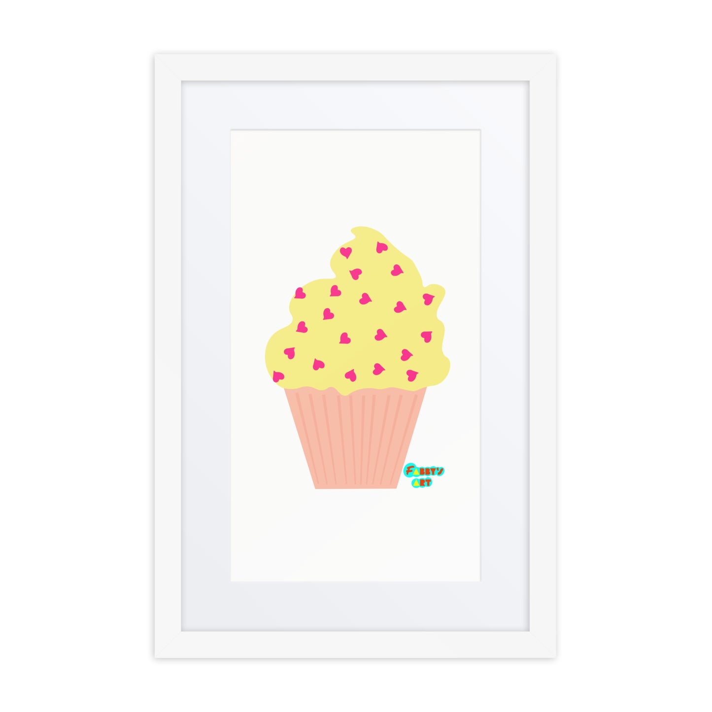 Yellow cupcake, Framed poster with Mat