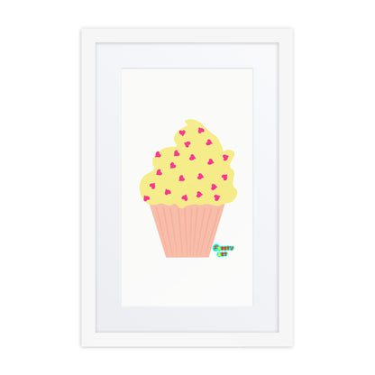 Yellow cupcake, Framed poster with Mat