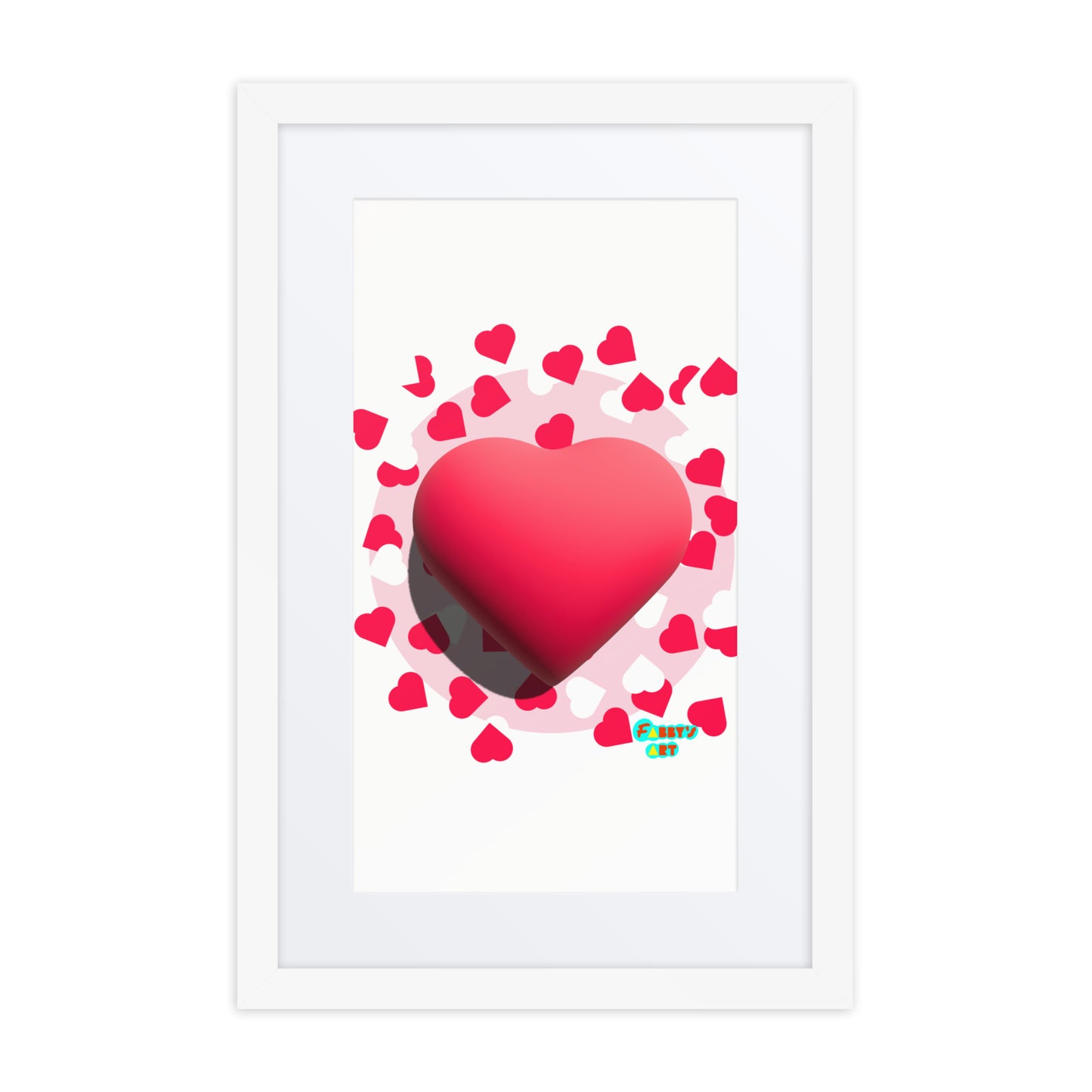 Valentines heart 3D, Framed poster with Mat