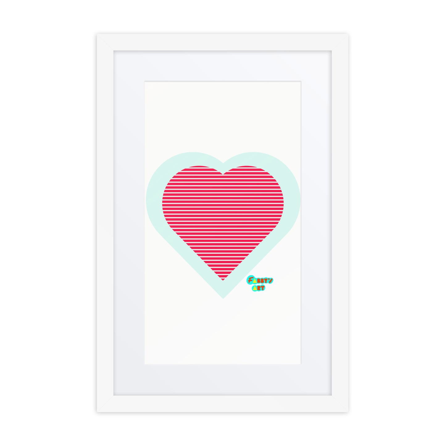 Red heart stripes, Framed poster with Mat