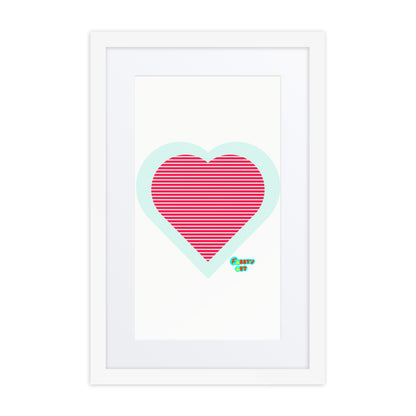 Red heart stripes, Framed poster with Mat