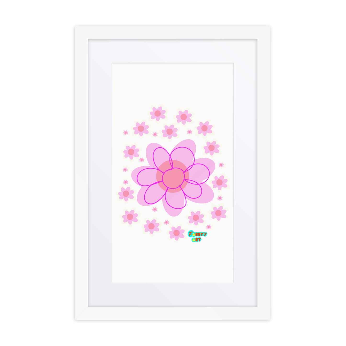 Pink Flower, Framed poster with Mat