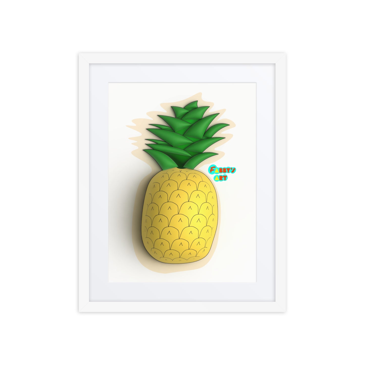 Pineapple 3D, Framed poster with Mat