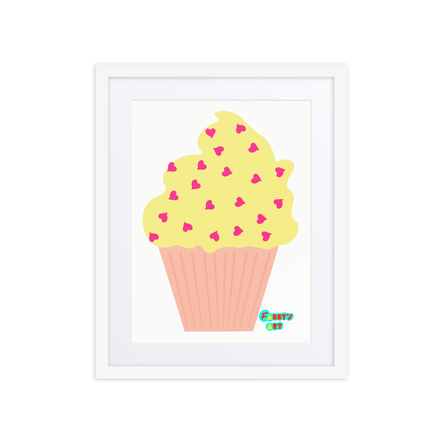 Yellow cupcake, Framed poster with Mat