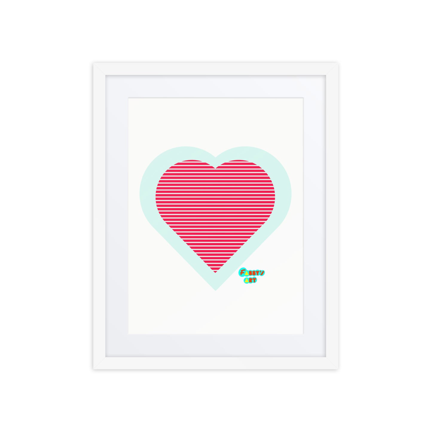 Red heart stripes, Framed poster with Mat