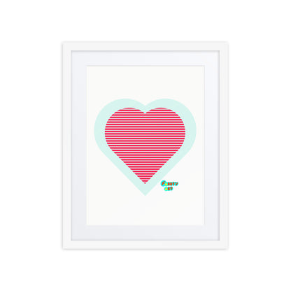 Red heart stripes, Framed poster with Mat