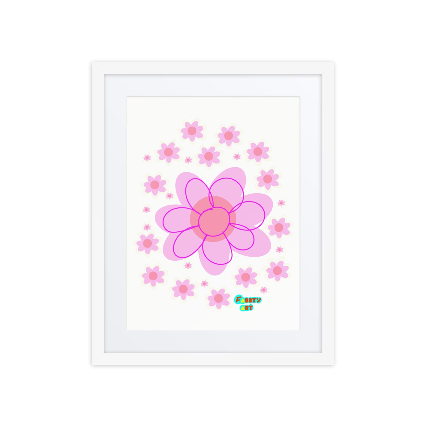 Pink Flower, Framed poster with Mat