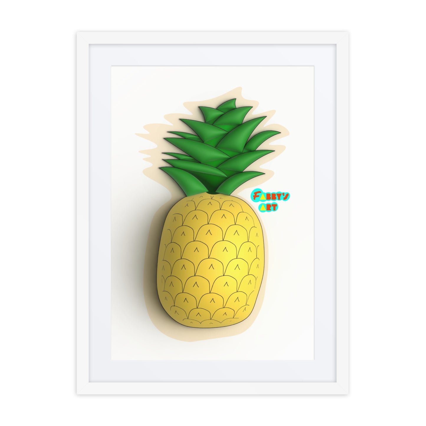 Pineapple 3D, Framed poster with Mat