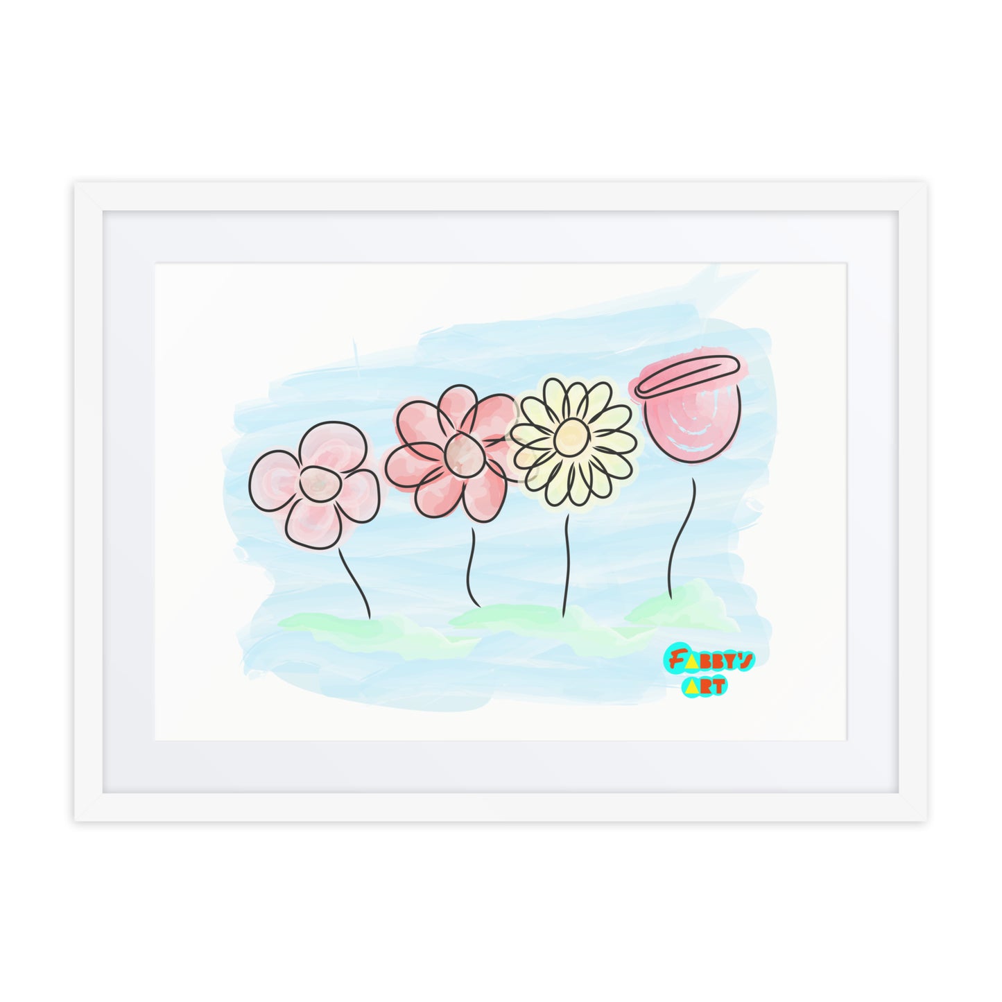 Buying myself four flowers, Framed poster with Mat