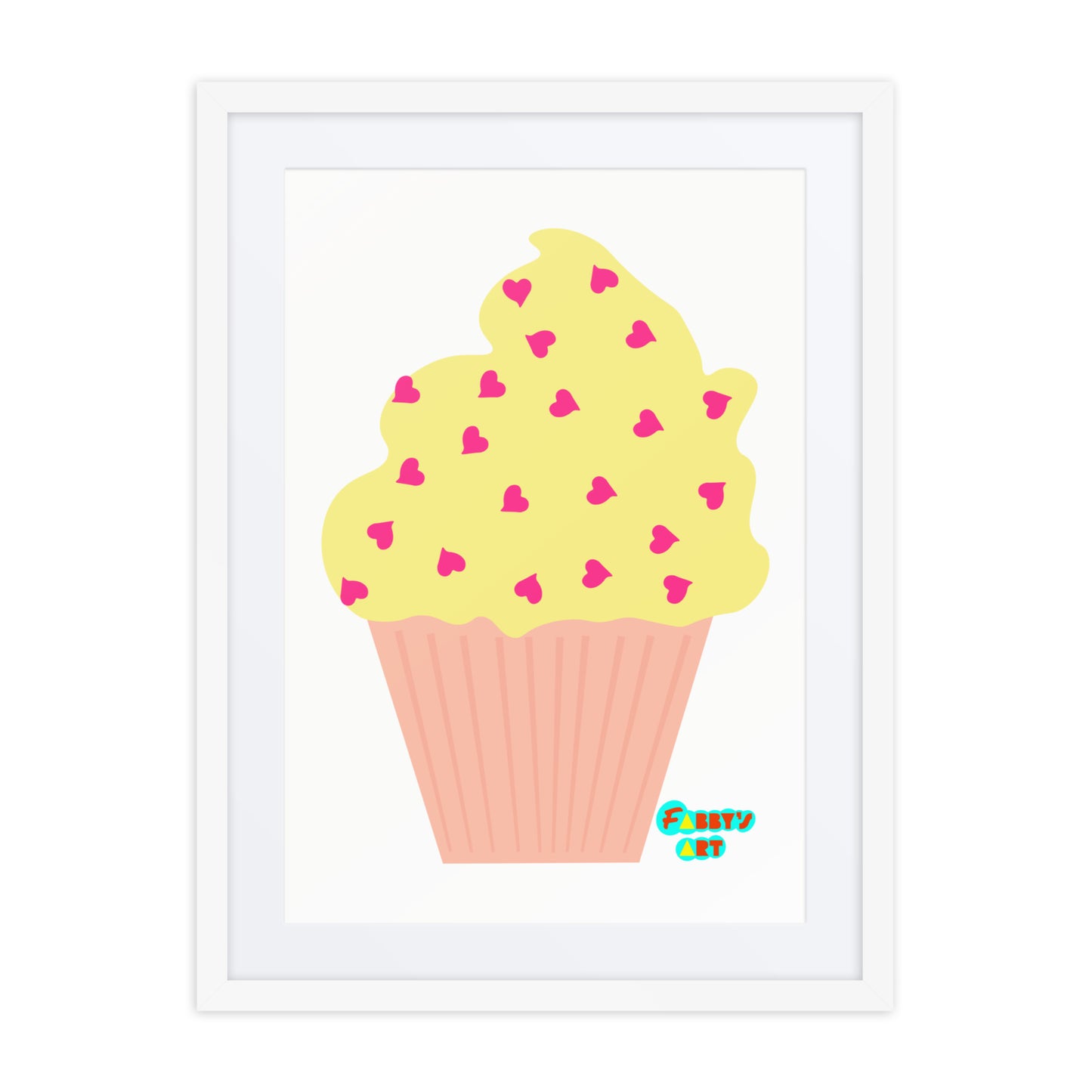 Yellow cupcake, Framed poster with Mat