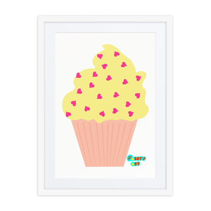 Yellow cupcake, Framed poster with Mat