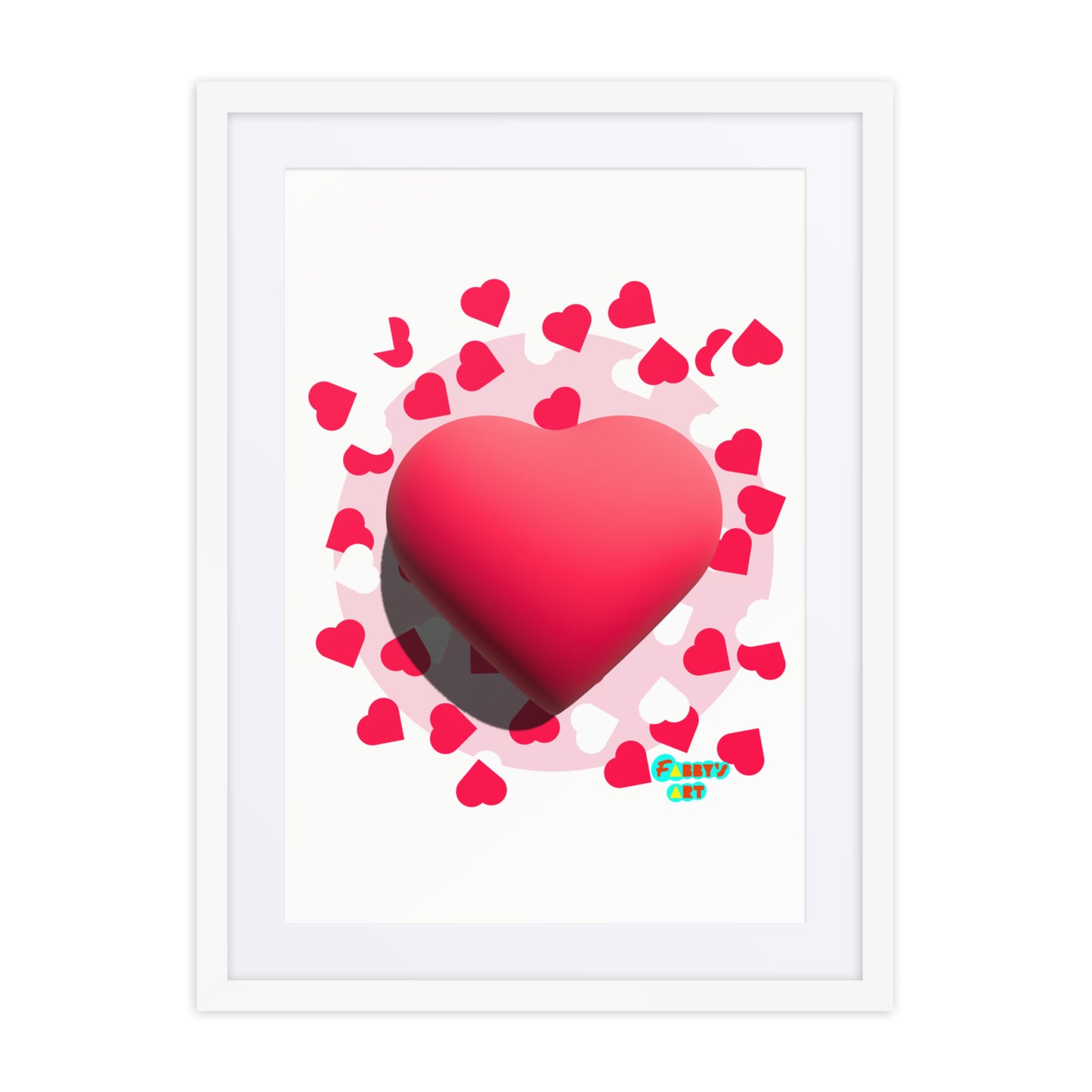 Valentines heart 3D, Framed poster with Mat