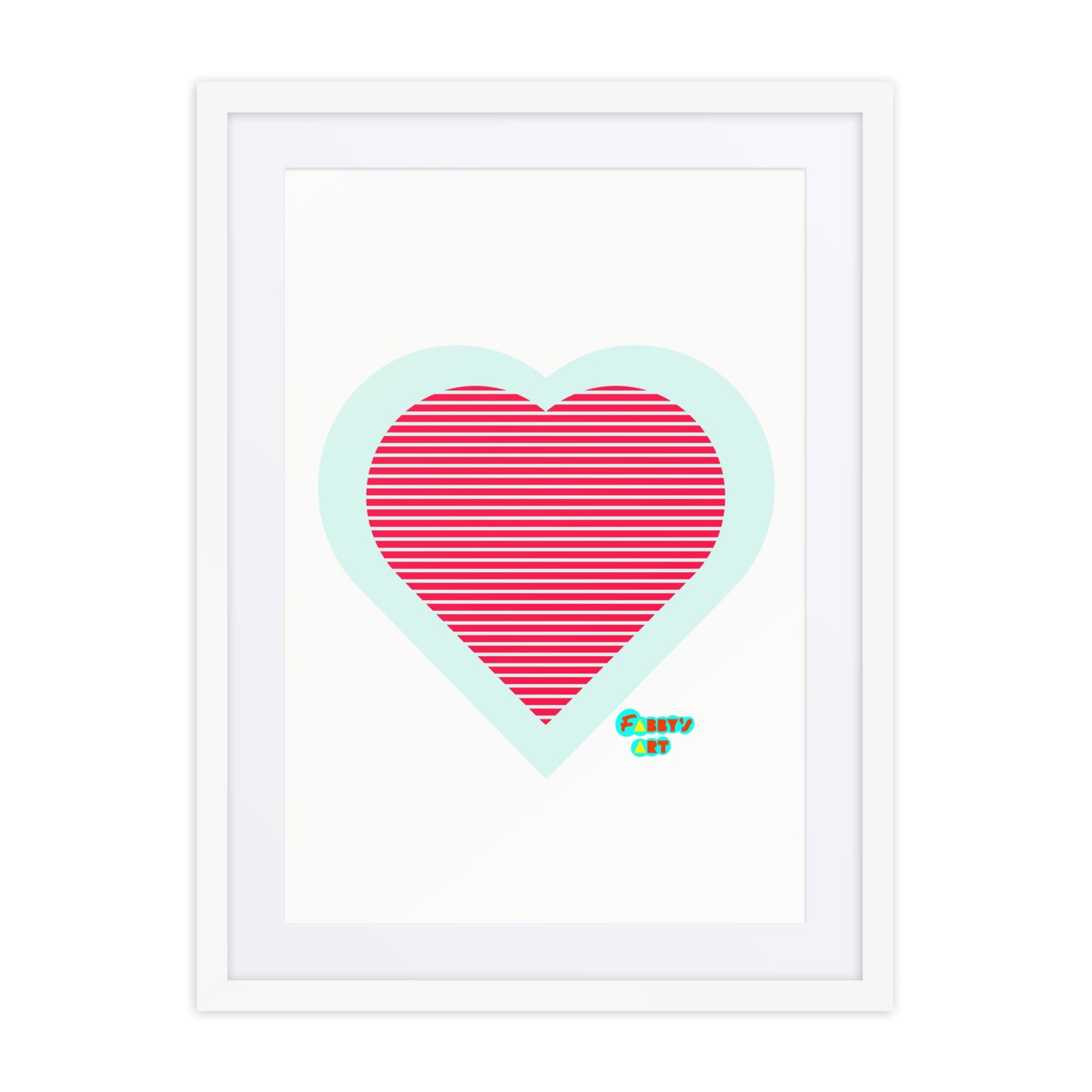 Red heart stripes, Framed poster with Mat