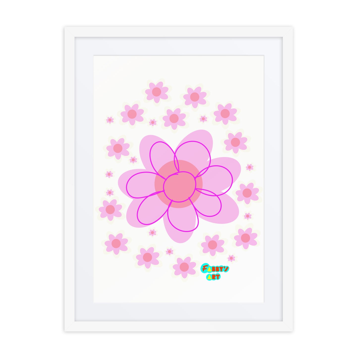 Pink Flower, Framed poster with Mat