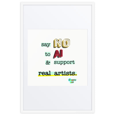 Say no to AI, Framed poster with Mat