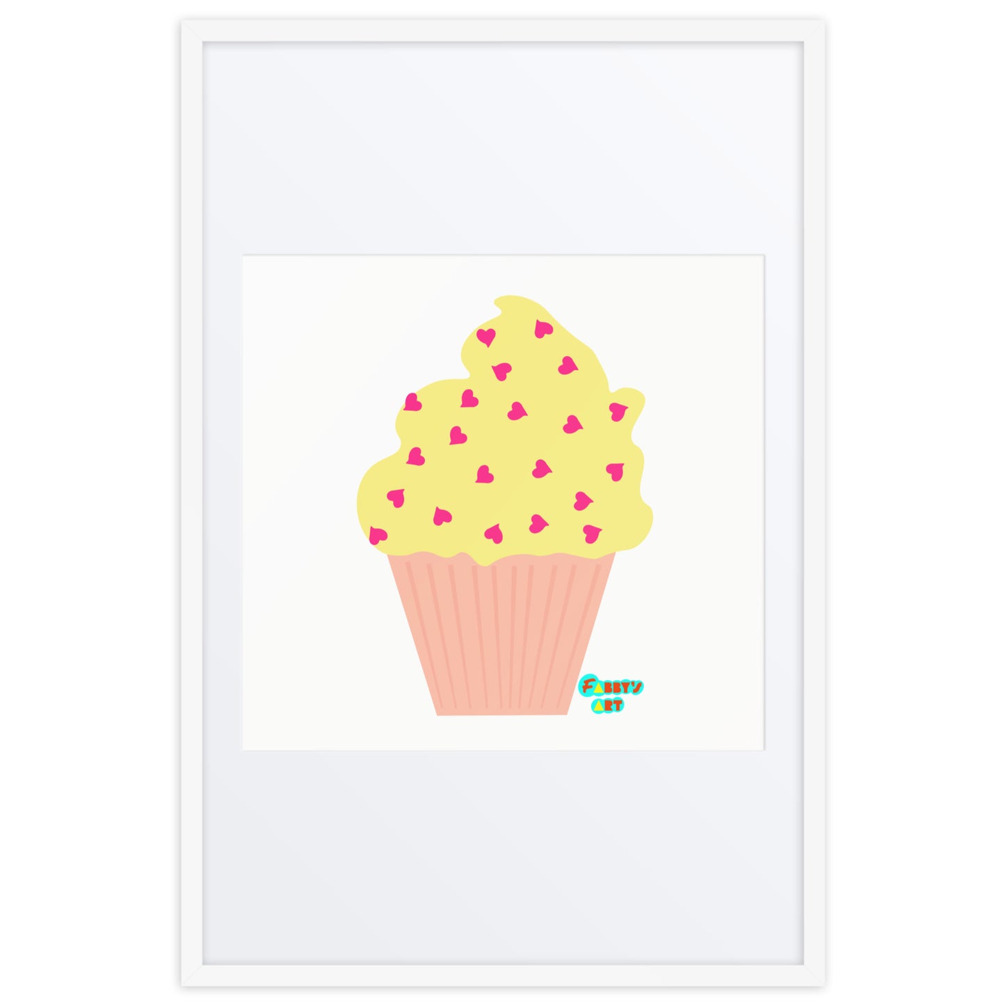 Yellow cupcake, Framed poster with Mat