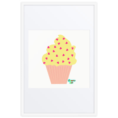 Yellow cupcake, Framed poster with Mat