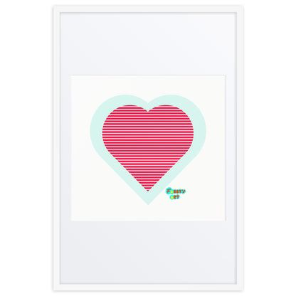 Red heart stripes, Framed poster with Mat