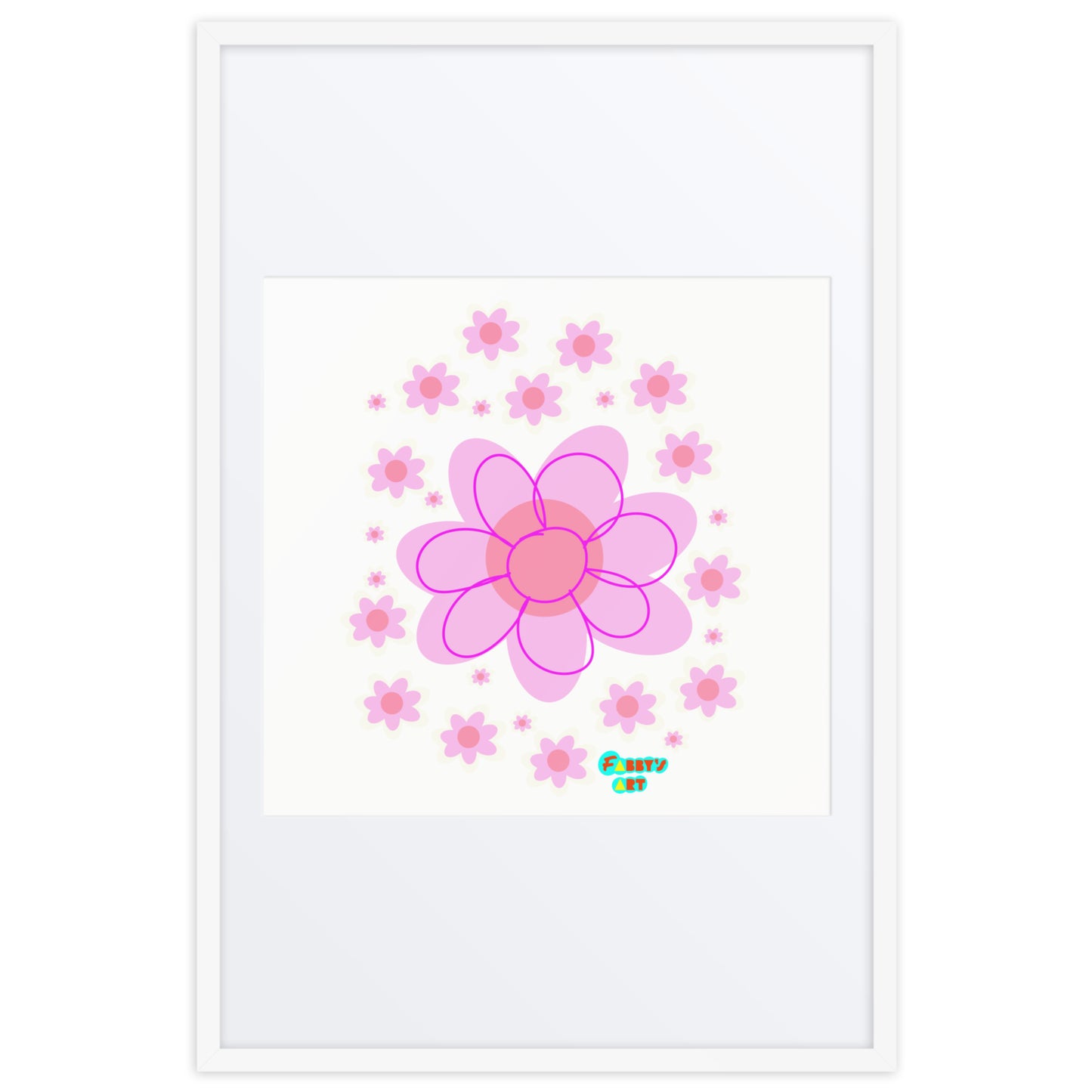 Pink Flower, Framed poster with Mat