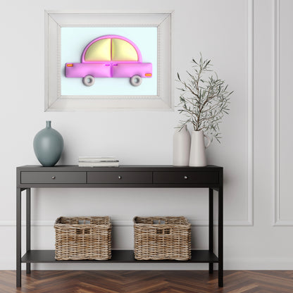 Pink car in blue Poster