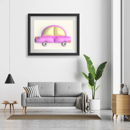 Pink car in yellow Photo paper