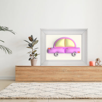 Pink car in yellow Photo paper