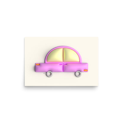 Pink car in yellow Photo paper