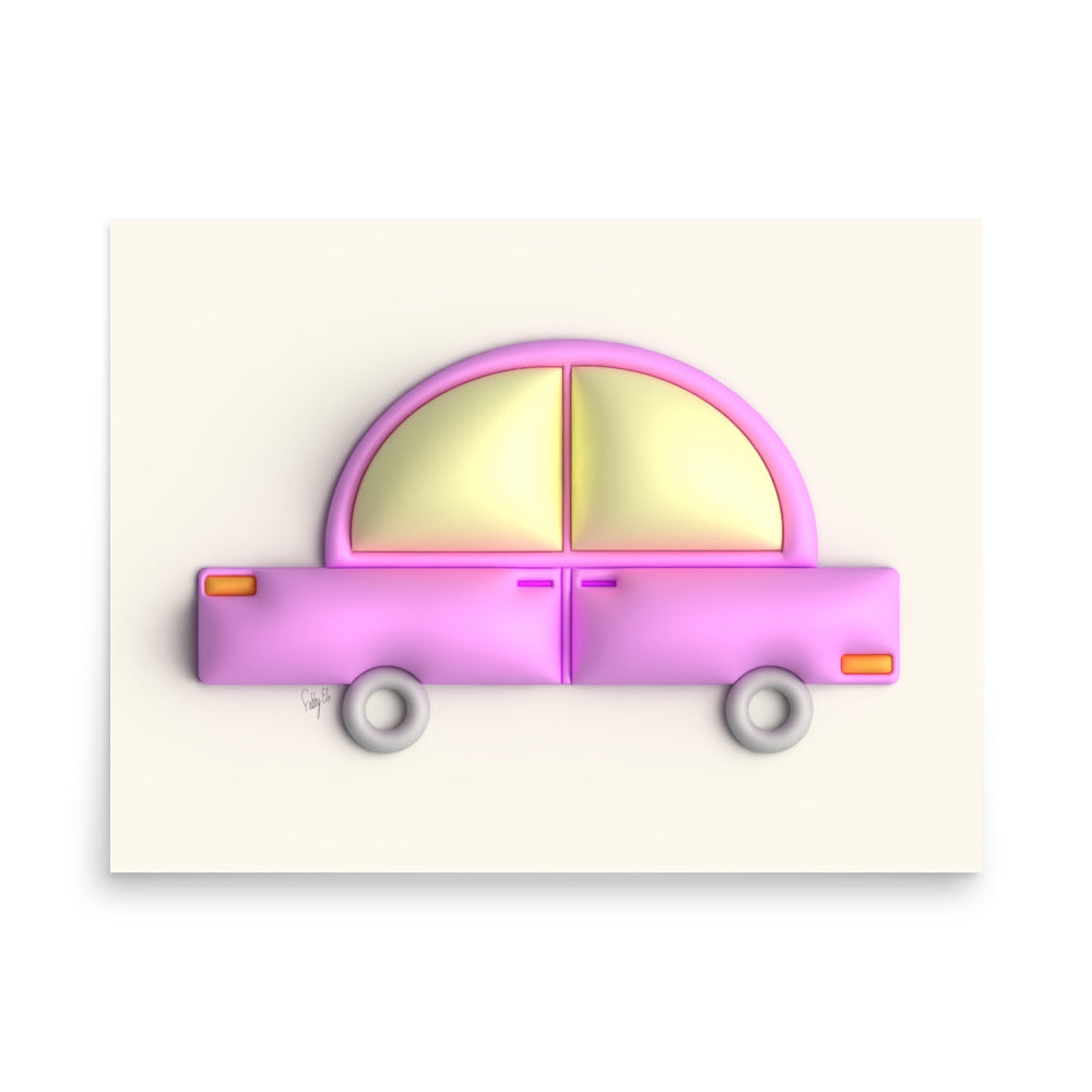 Pink car in yellow Photo paper