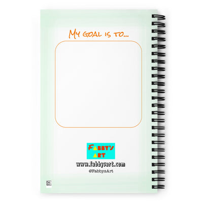 Blue car in green spiral notebook