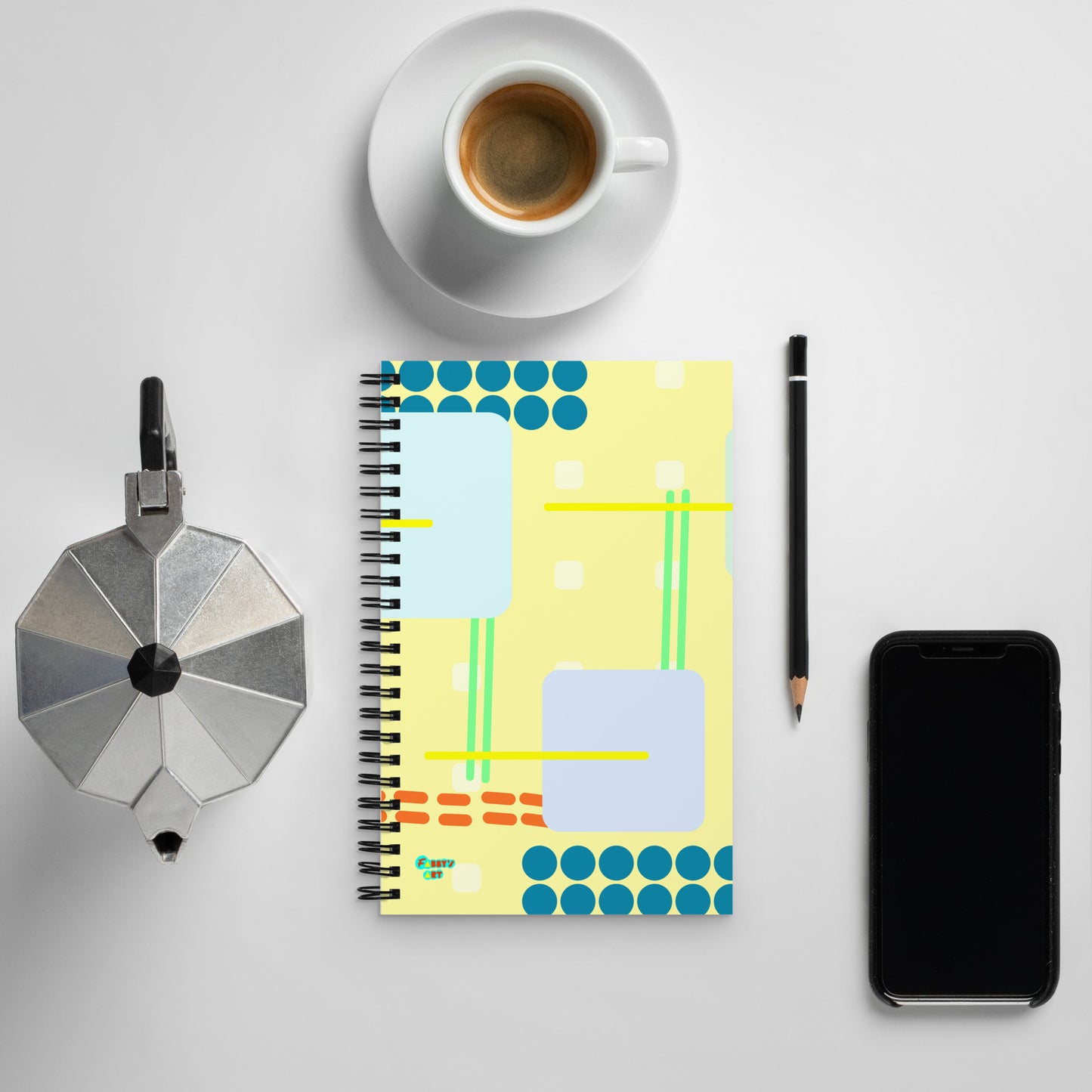 Off grid yellow spiral notebook