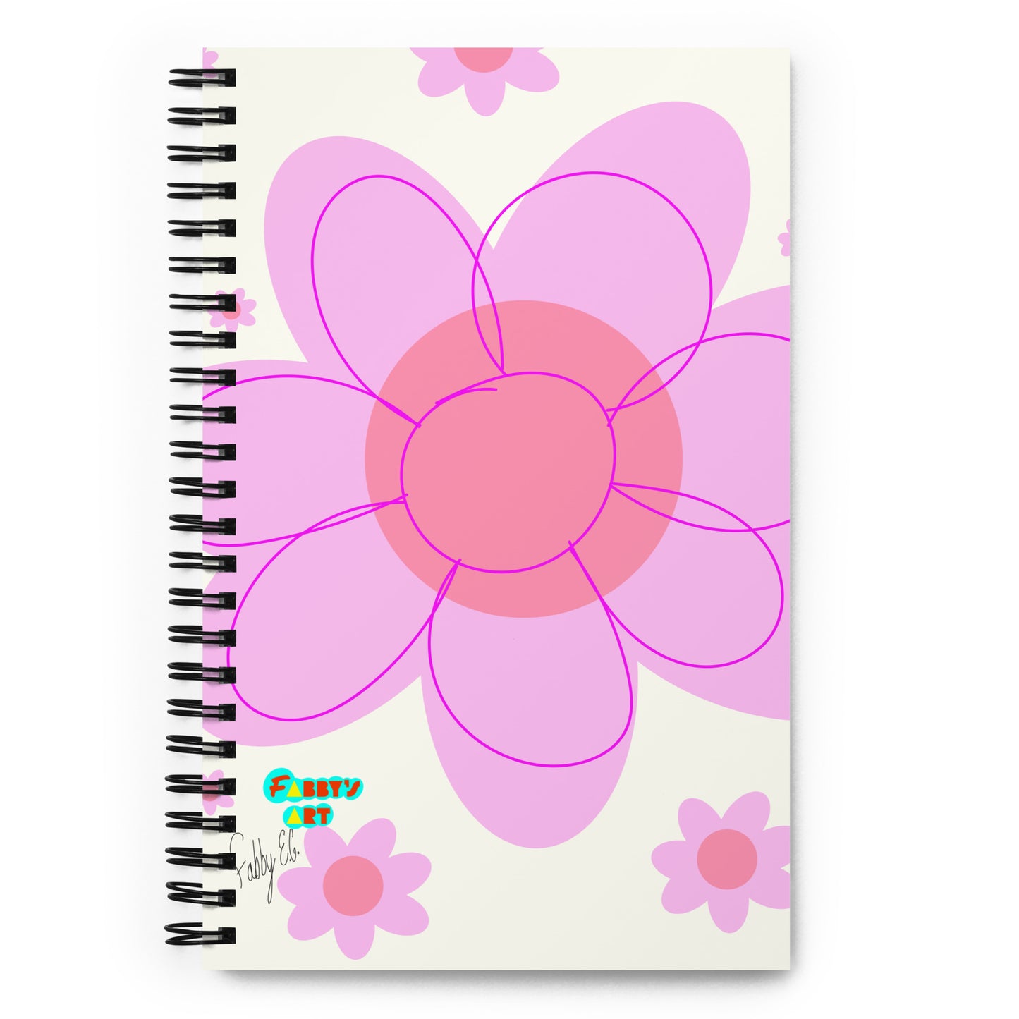 Pink Flower & Yellow flower spiral notebook