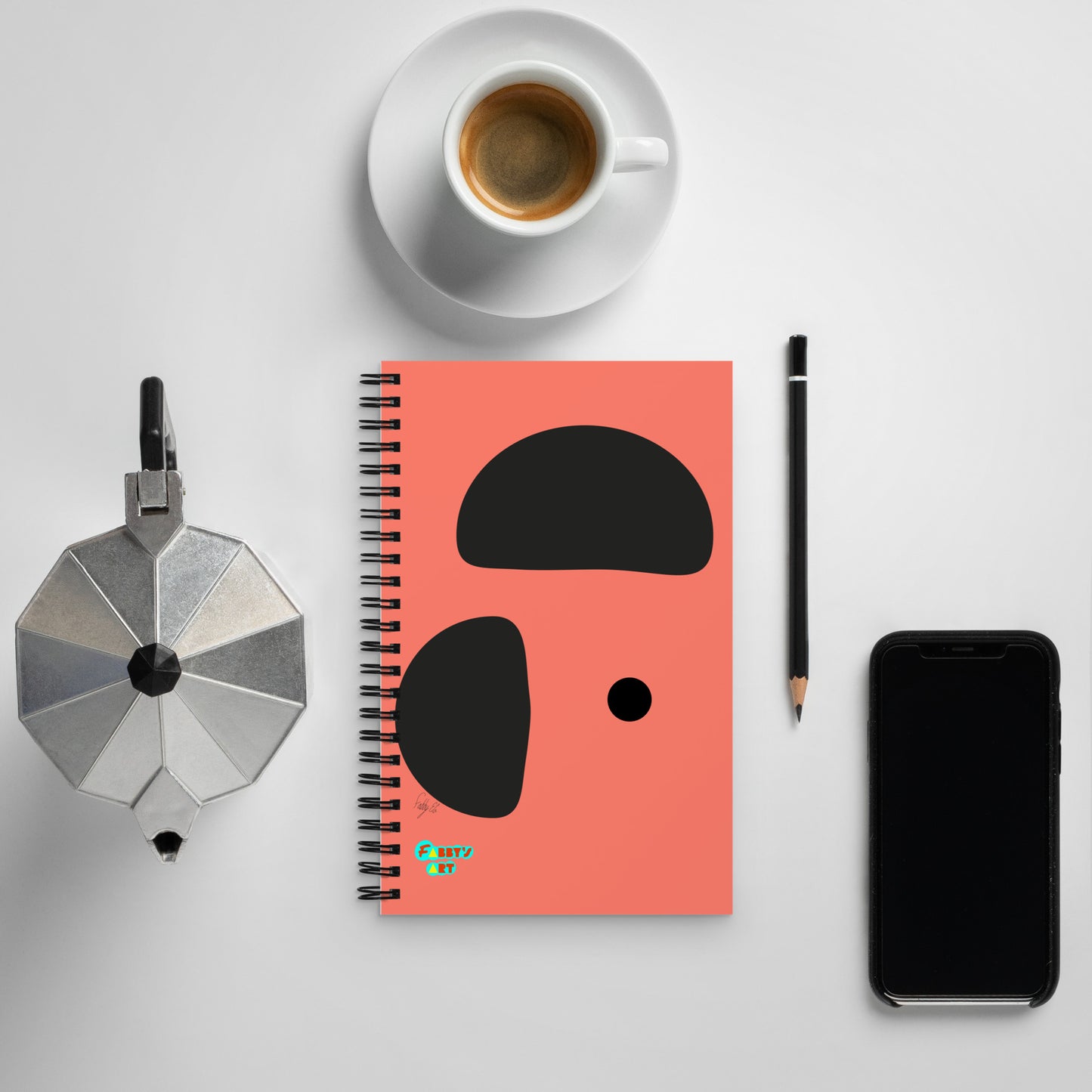 Opposite dots salmon spiral notebook