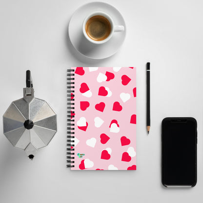 In the name of love passion pink and white hearts spiral notebook